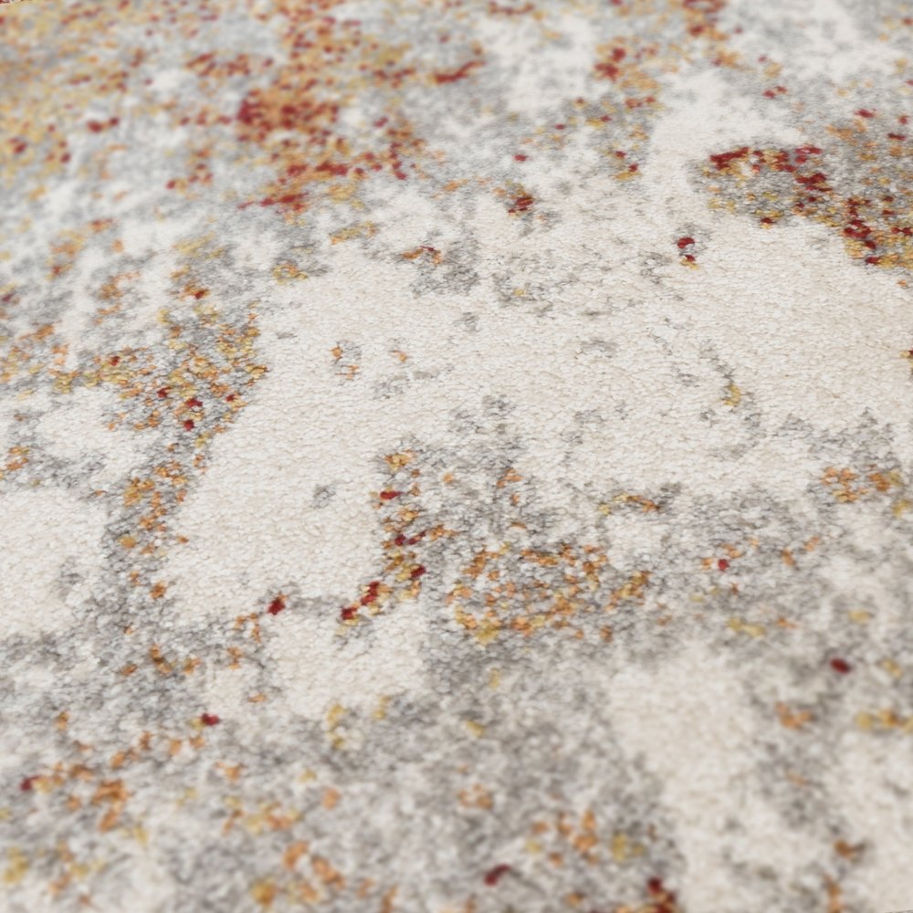 2' X 3' Ivory Red And Gray Abstract Area Rug