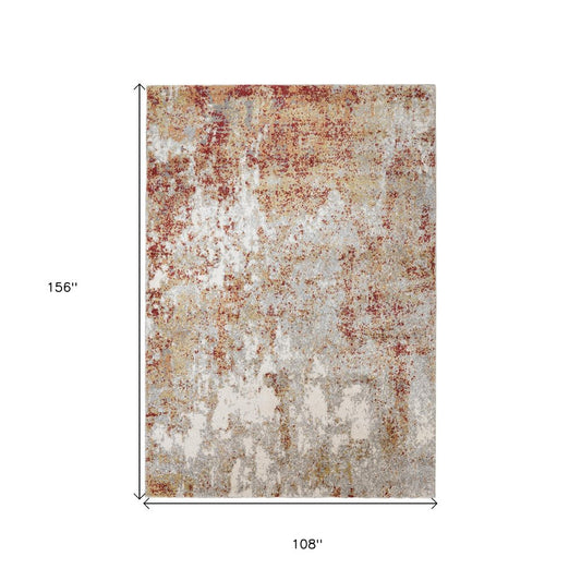 2' X 3' Ivory Red And Gray Abstract Area Rug