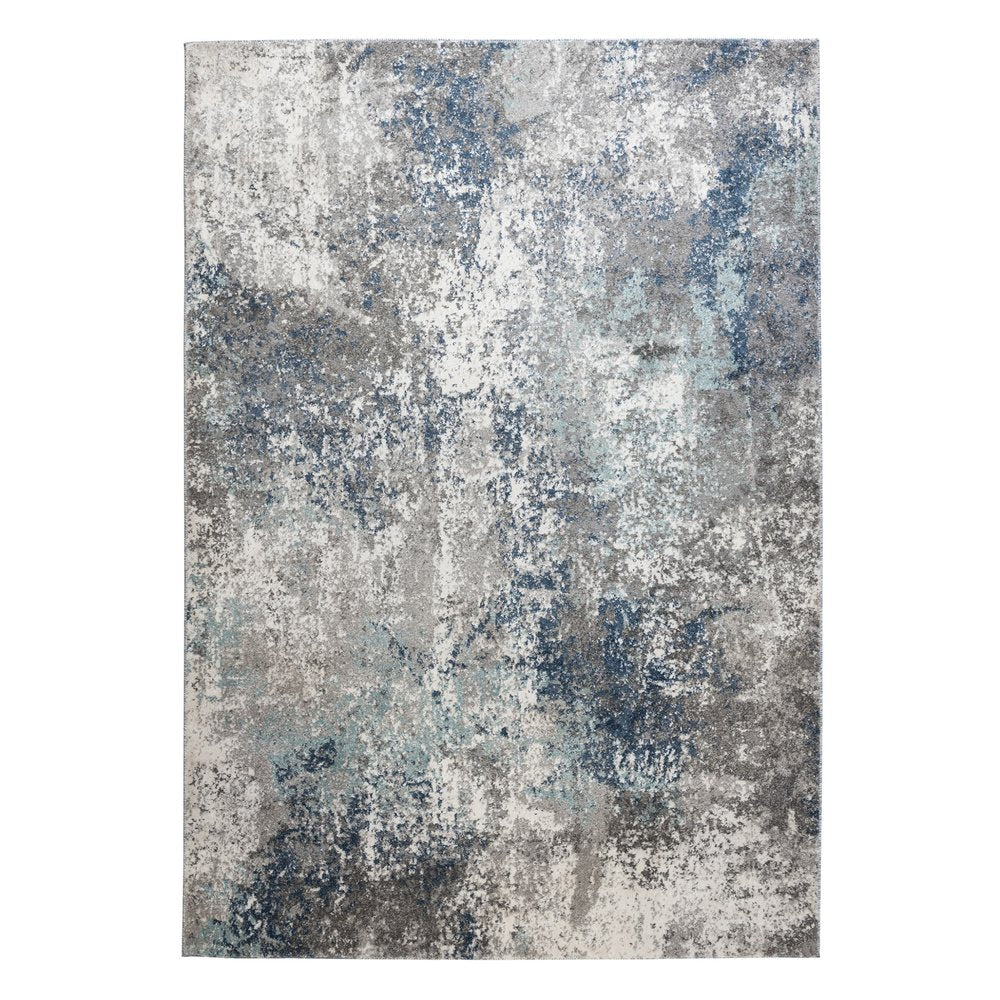 9' X 12' Ivory Blue And Gray Abstract Area Rug