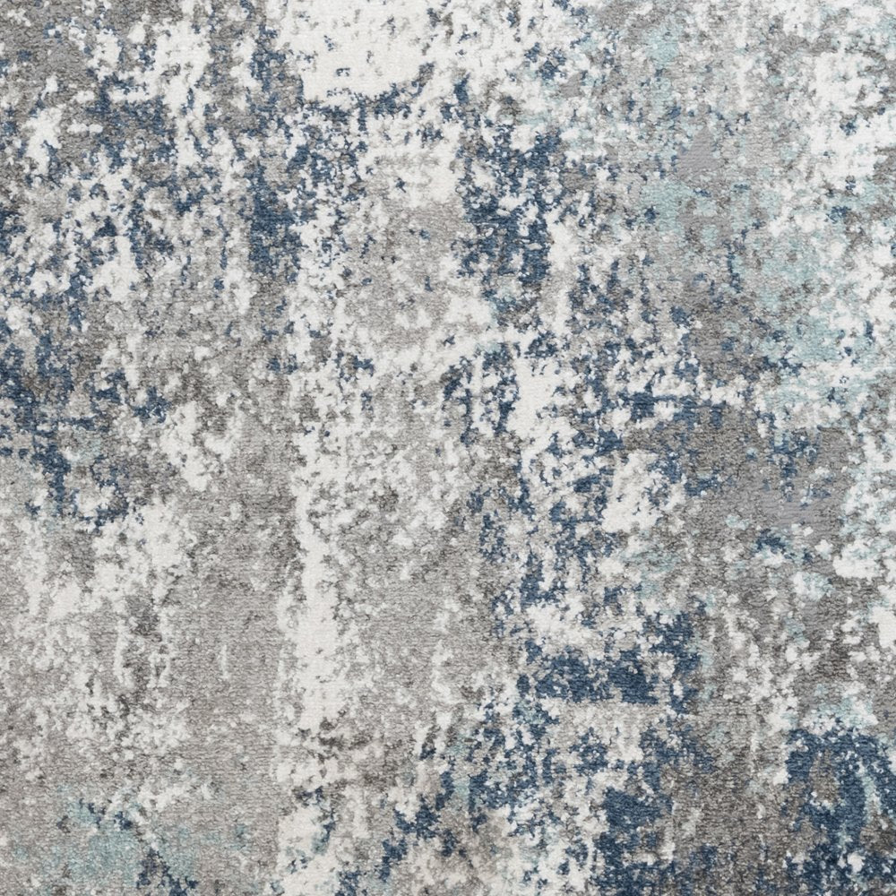 9' X 12' Ivory Blue And Gray Abstract Area Rug
