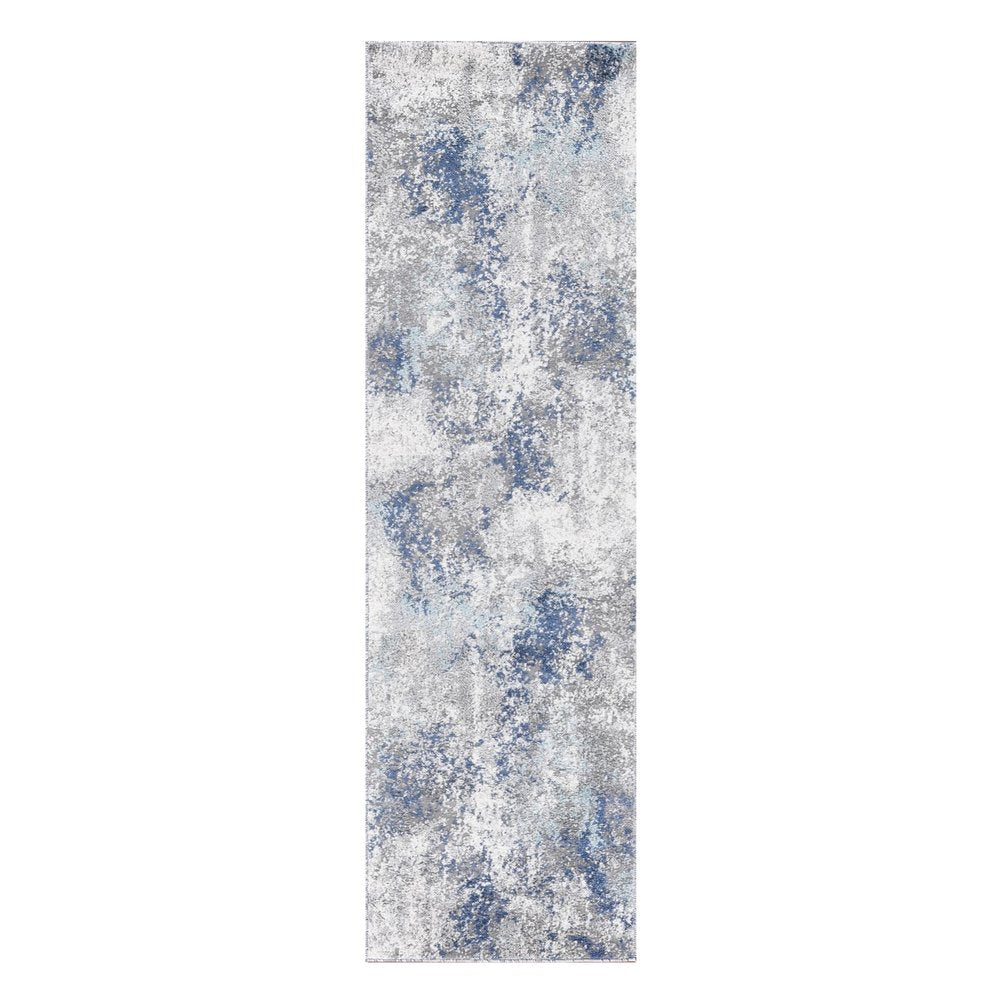 9' X 12' Ivory Blue And Gray Abstract Area Rug