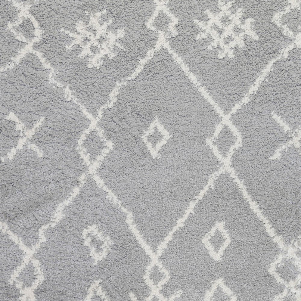 5' X 8' Gray And Ivory Geometric Shag Area Rug