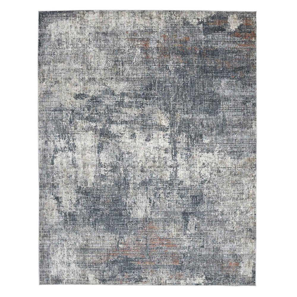 9' X 12' Ivory And Gray Abstract Area Rug