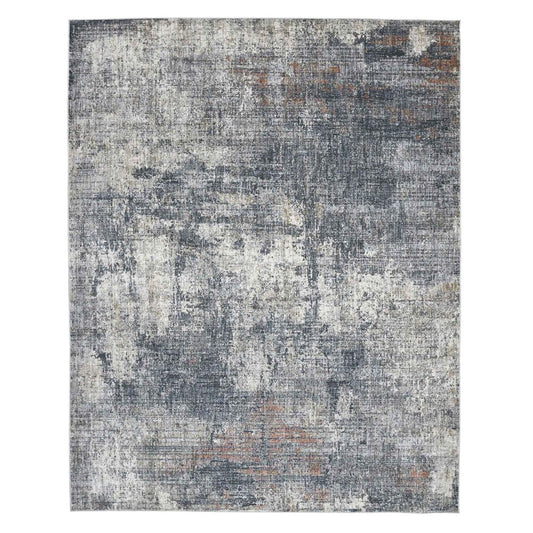 9' X 12' Ivory And Gray Abstract Area Rug