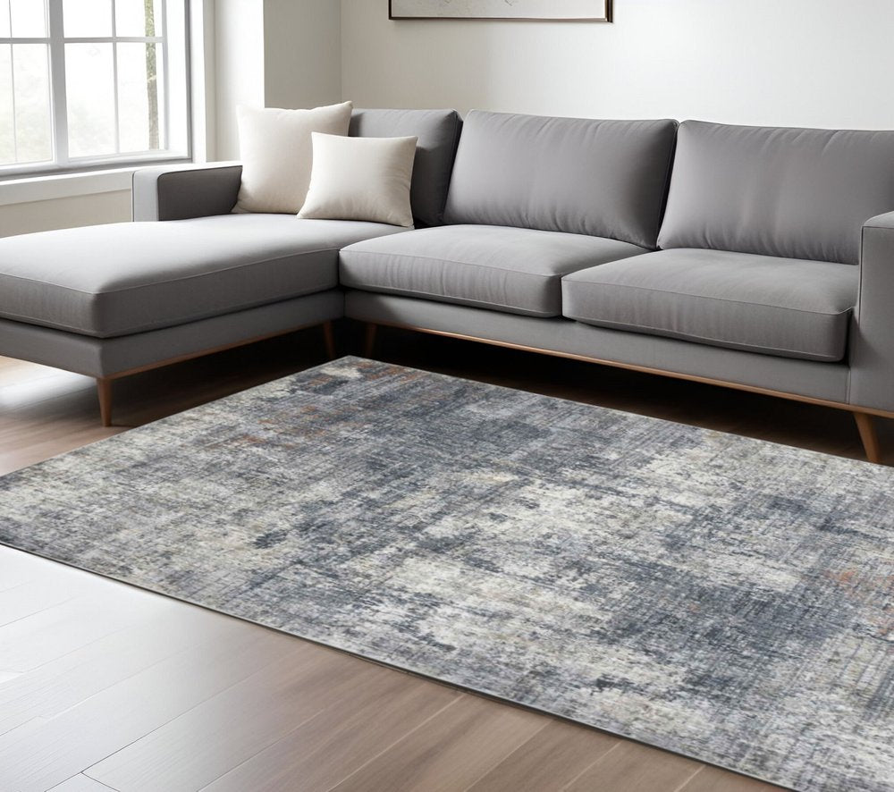 9' X 12' Ivory And Gray Abstract Area Rug