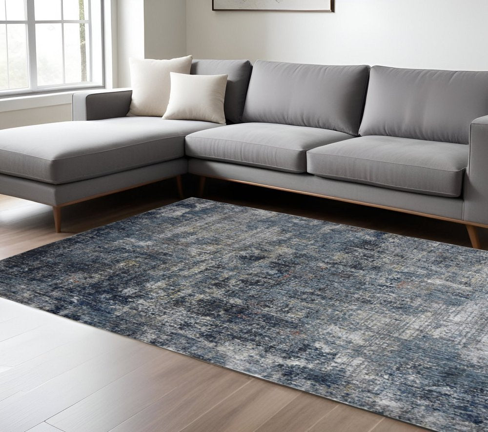 9' X 12' Ivory And Gray Abstract Area Rug