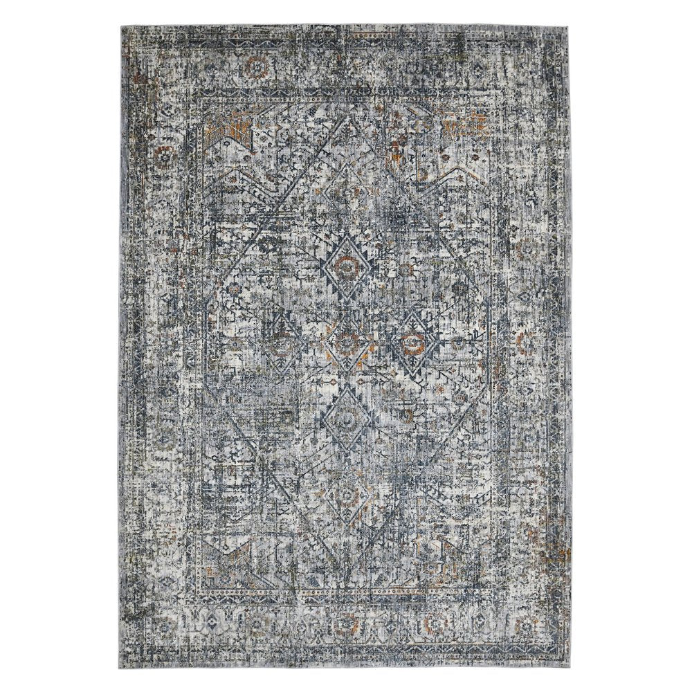 9' X 12' Ivory Gray And Rust Oriental Area Rug