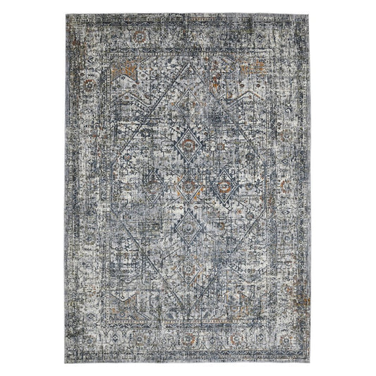 9' X 12' Ivory Gray And Rust Oriental Area Rug