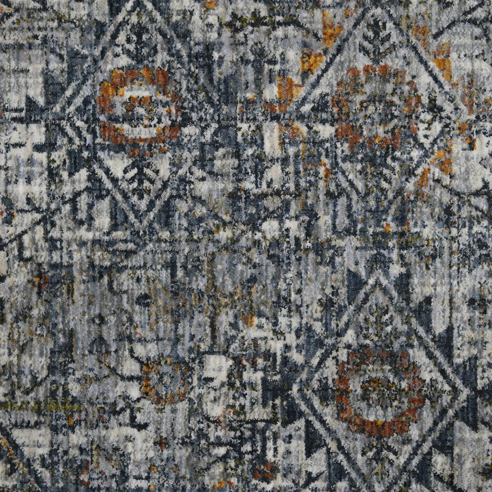 9' X 12' Ivory Gray And Rust Oriental Area Rug