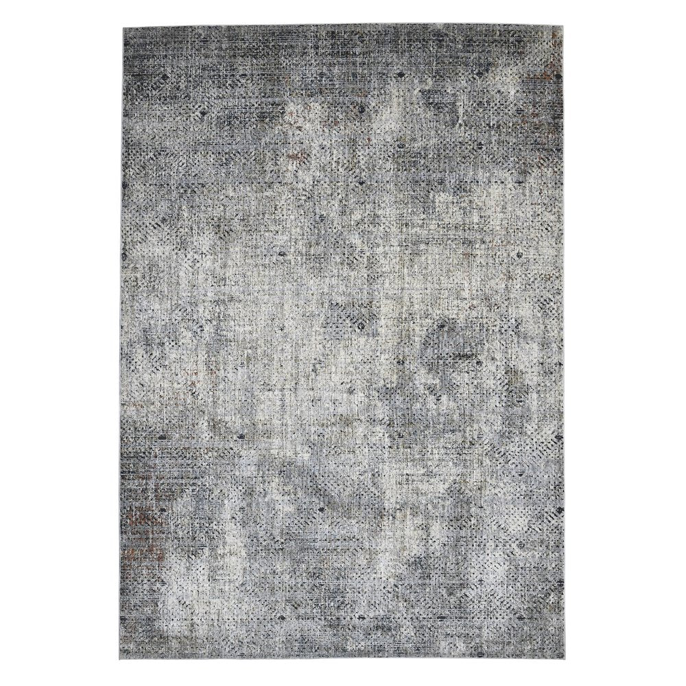 9' X 12' Ivory Black And Gray Abstract Area Rug