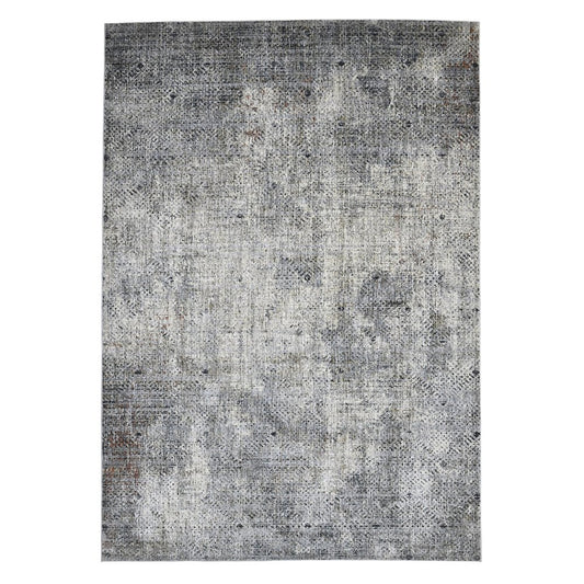 9' X 12' Ivory Black And Gray Abstract Area Rug