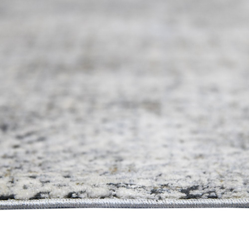 9' X 12' Ivory Black And Gray Abstract Area Rug