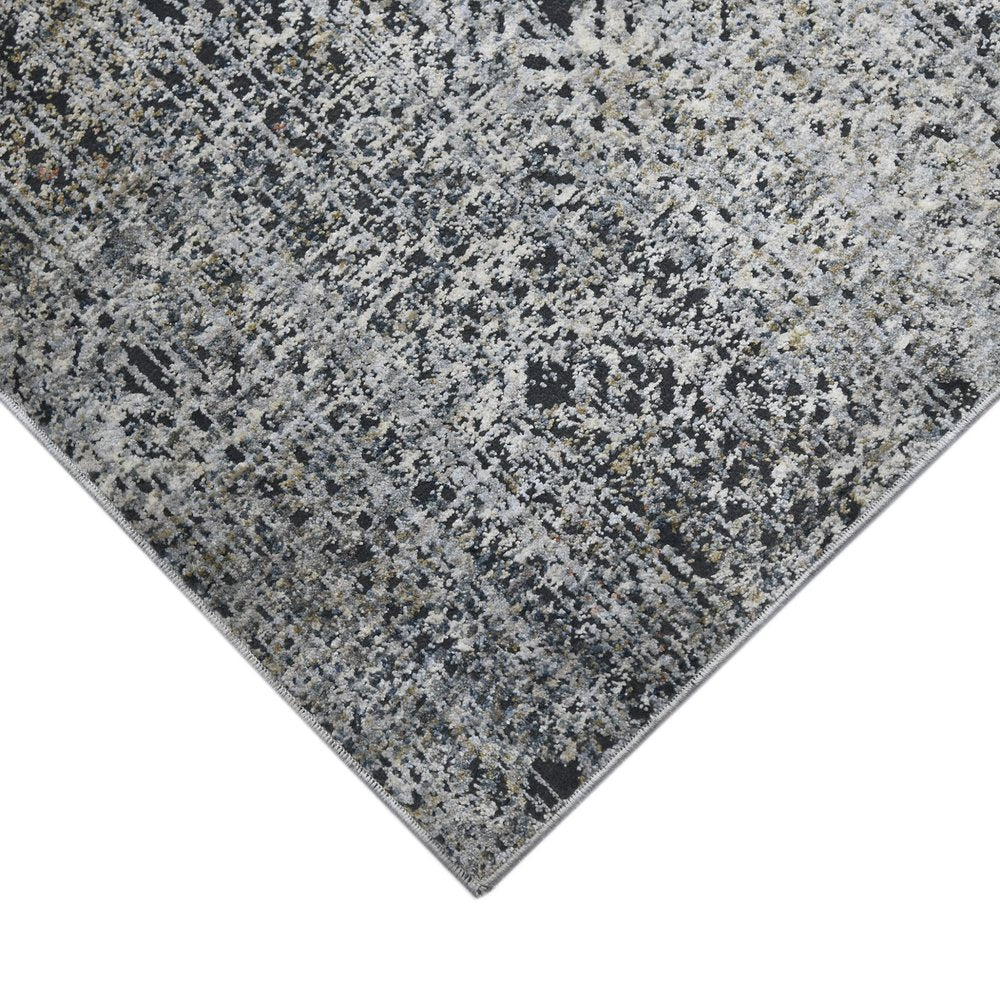 9' X 12' Ivory Black And Gray Abstract Area Rug