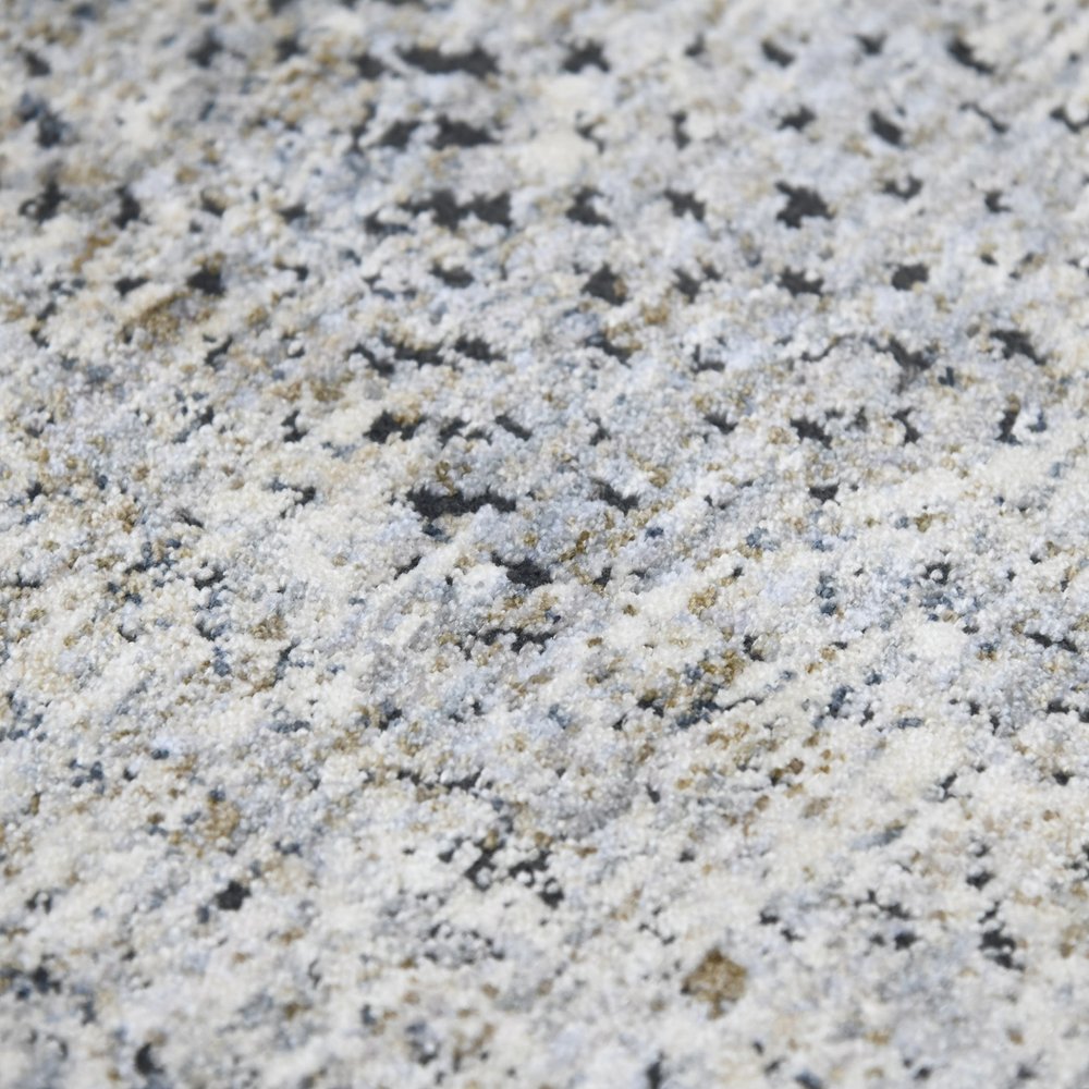 9' X 12' Ivory Black And Gray Abstract Area Rug