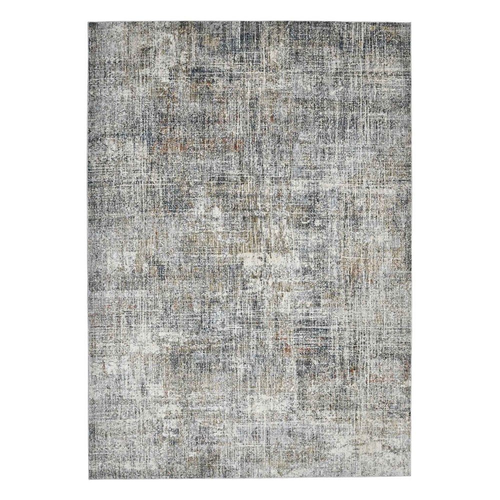 9' X 12' Ivory Gray And Brick Red Abstract Area Rug