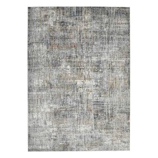 9' X 12' Ivory Gray And Brick Red Abstract Area Rug