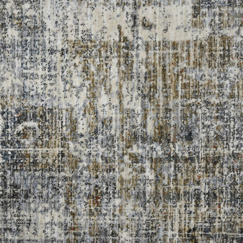 9' X 12' Ivory Gray And Brick Red Abstract Area Rug