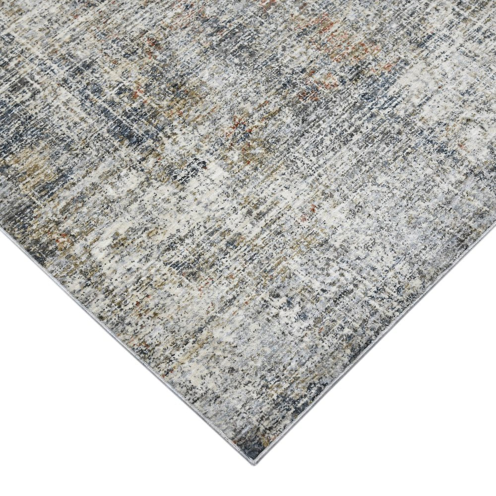 9' X 12' Ivory Gray And Brick Red Abstract Area Rug