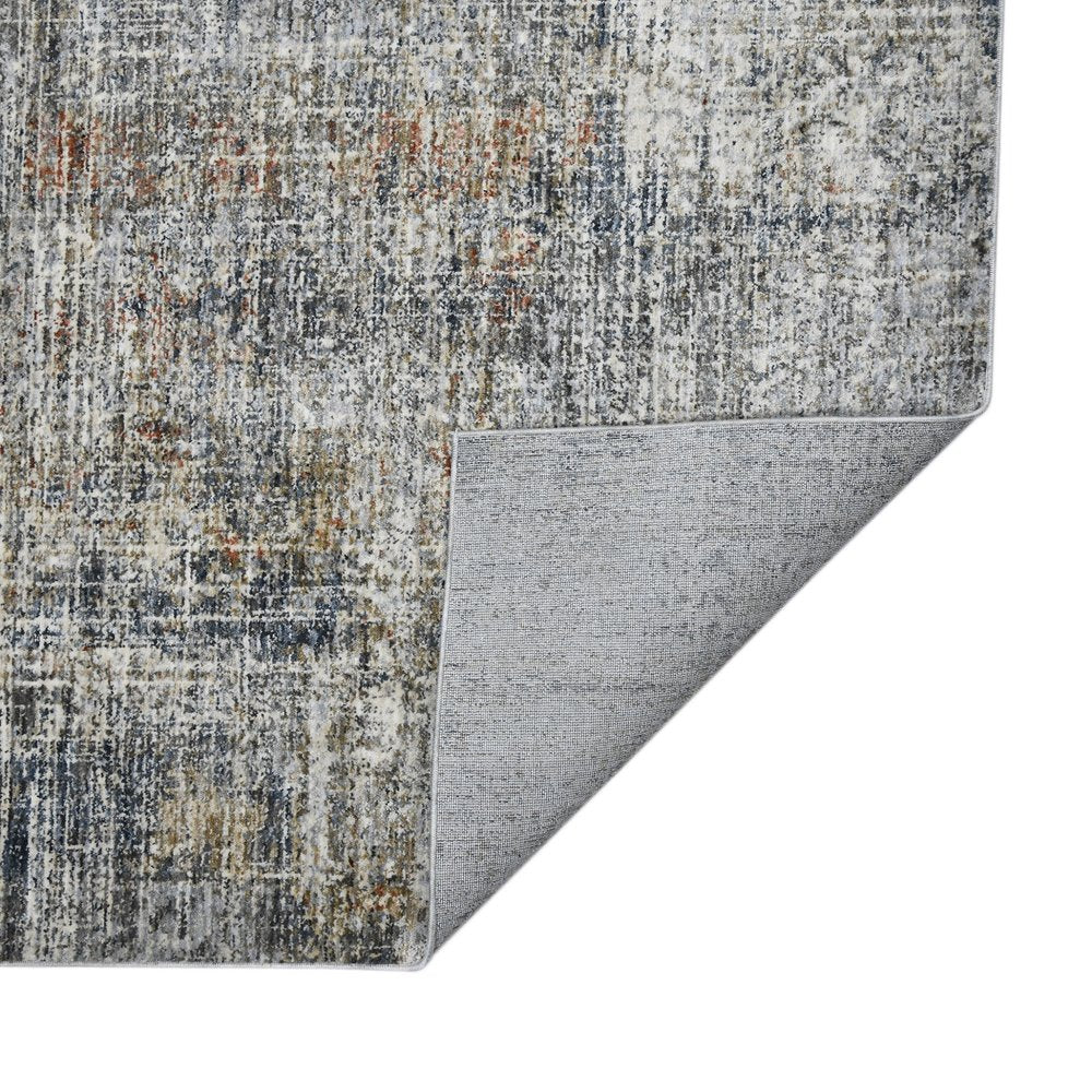 9' X 12' Ivory Gray And Brick Red Abstract Area Rug