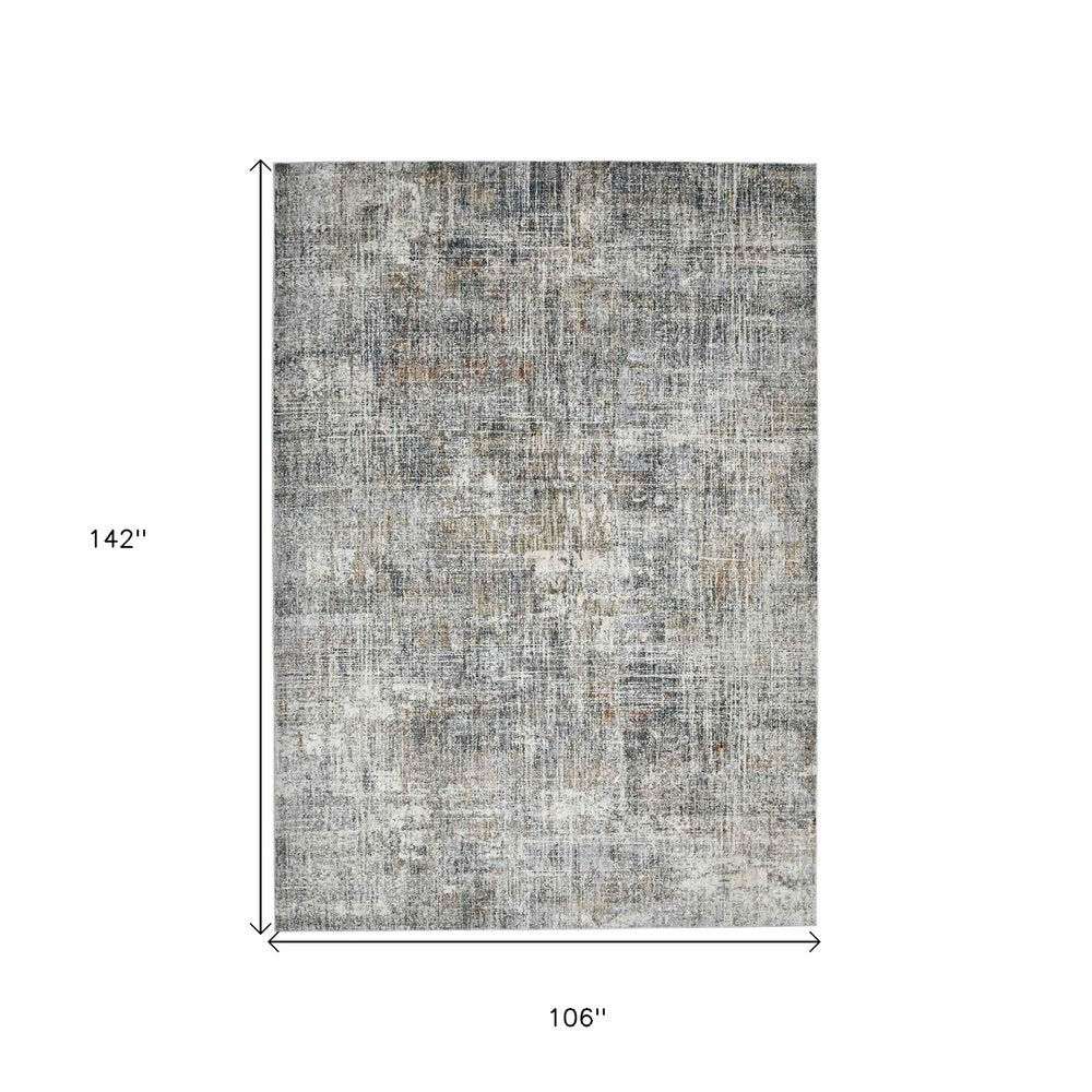 9' X 12' Ivory Gray And Brick Red Abstract Area Rug
