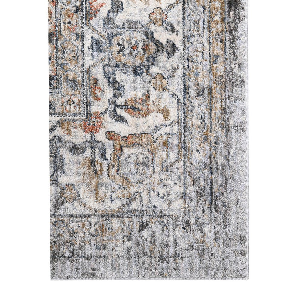 9' X 12' Ivory Blue And Gray Oriental Area Rug