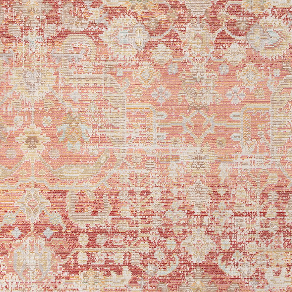 2' X 3' Salmon And Tan Floral Distressed Area Rug