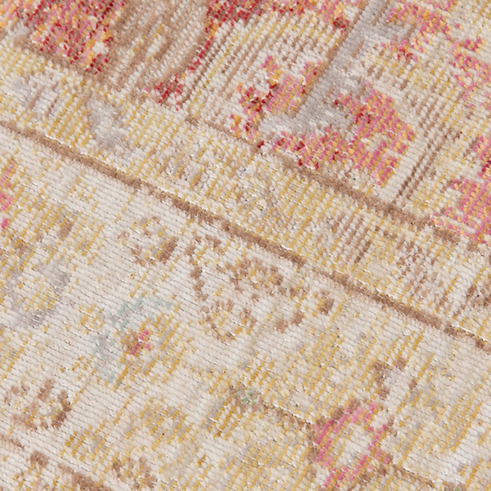 2' X 3' Salmon And Tan Floral Distressed Area Rug