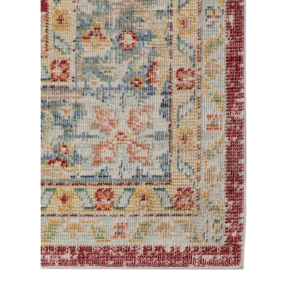 2' X 3' Ivory Red And Blue Medallion Distressed Area Rug
