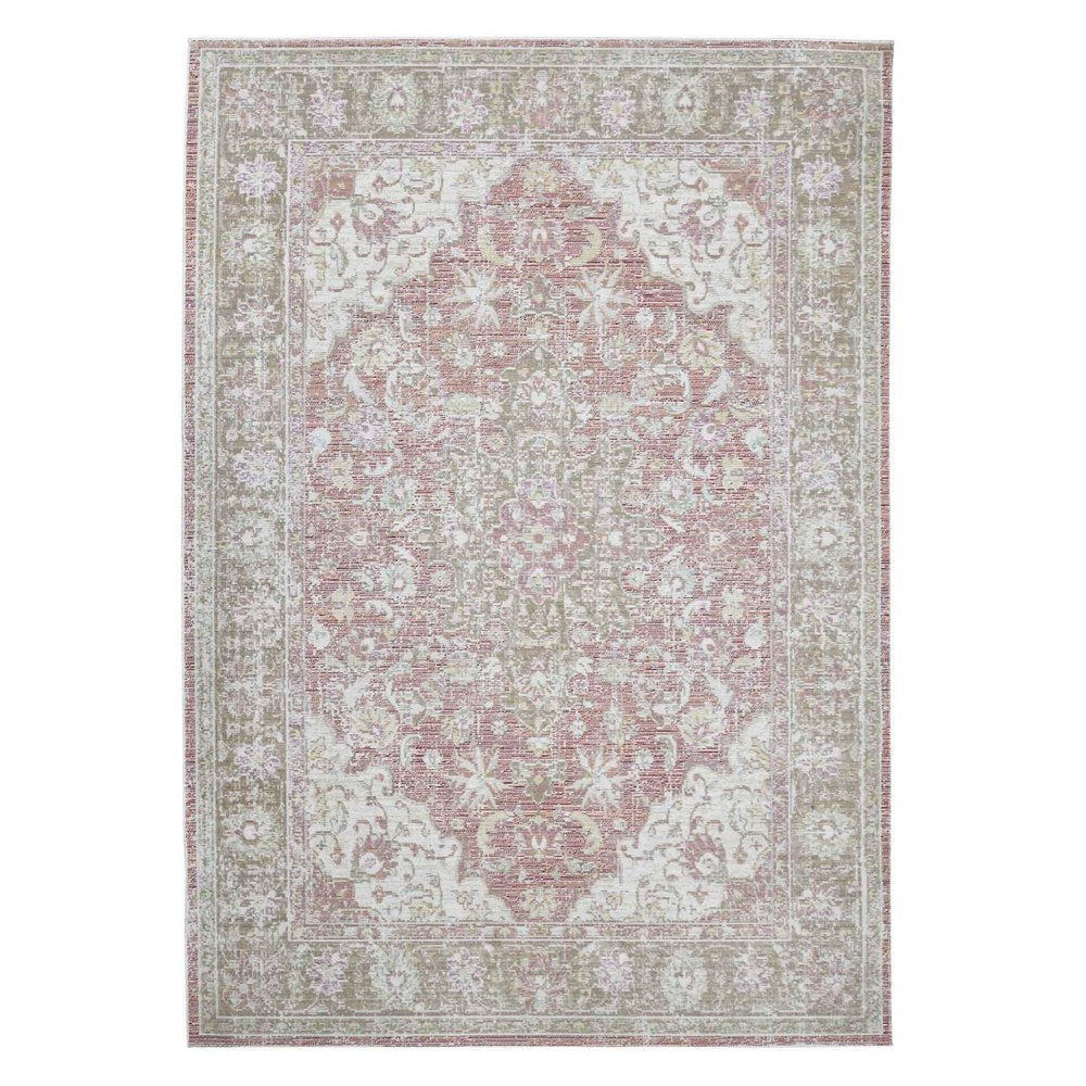 2' X 3' Pink And Gray Medallion Distressed Area Rug
