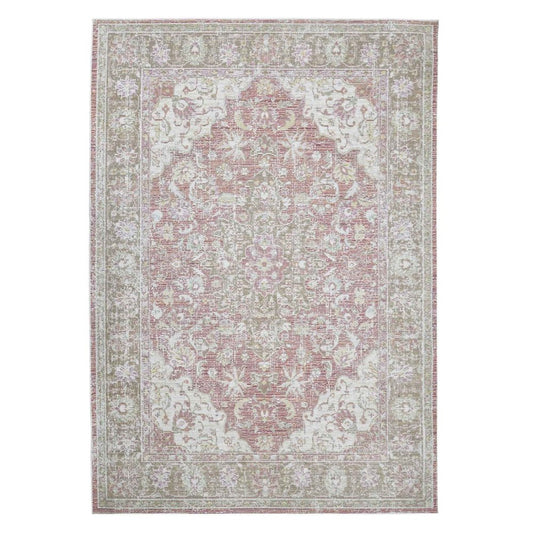 2' X 3' Pink And Gray Medallion Distressed Area Rug