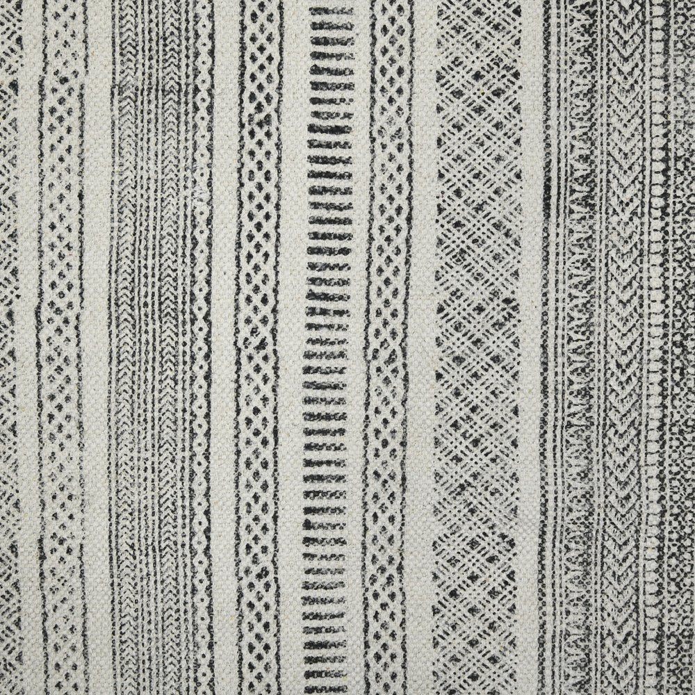 2' X 3' Ivory Black And Gray Geometric Flatweave Handmade Distressed Area Rug With Fringe