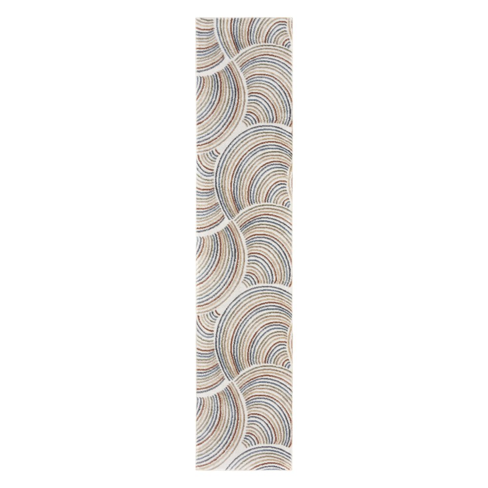 10' Blue And Ivory Abstract Washable Runner Rug