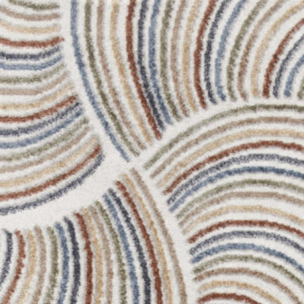 10' Blue And Ivory Abstract Washable Runner Rug