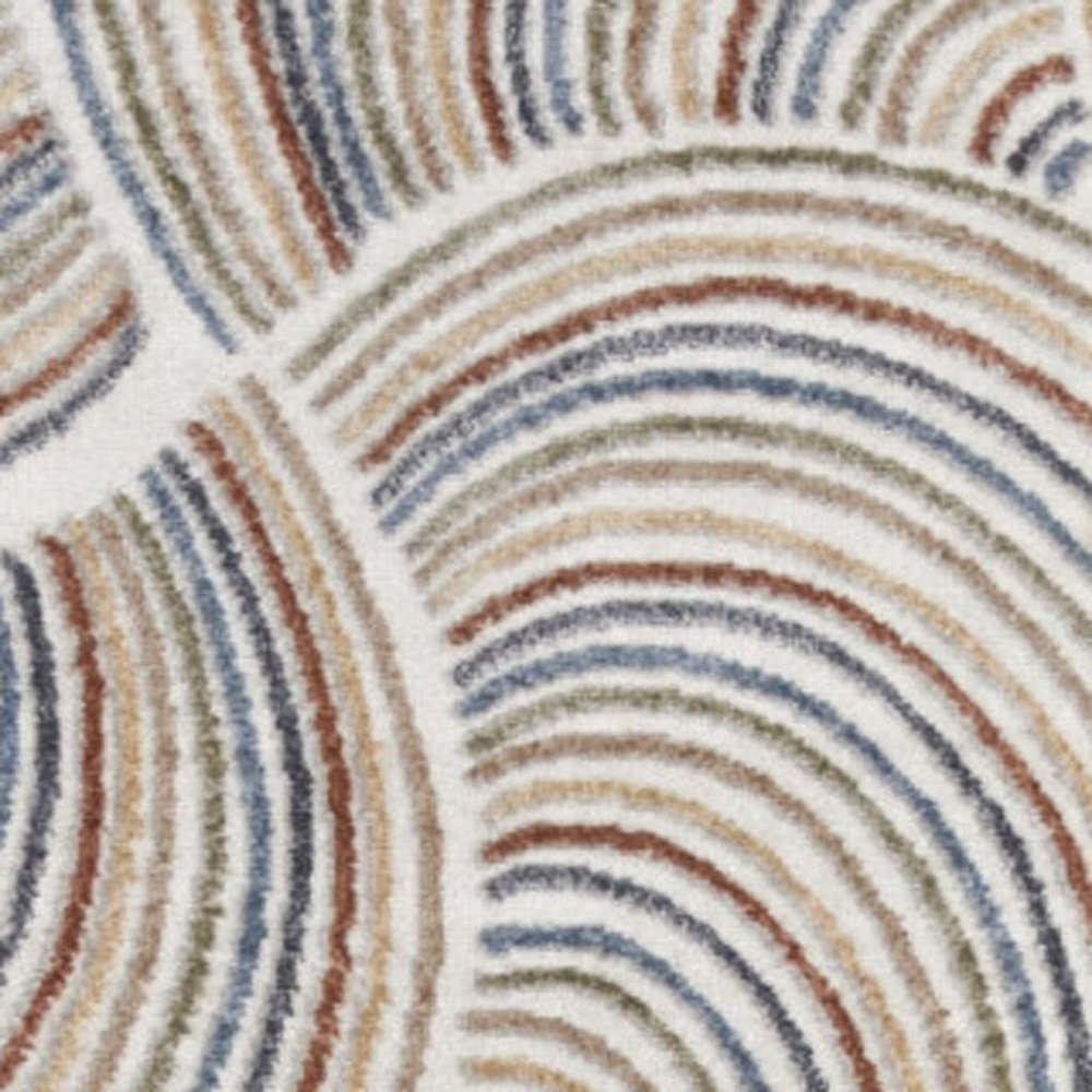 12' Blue And Ivory Abstract Washable Runner Rug