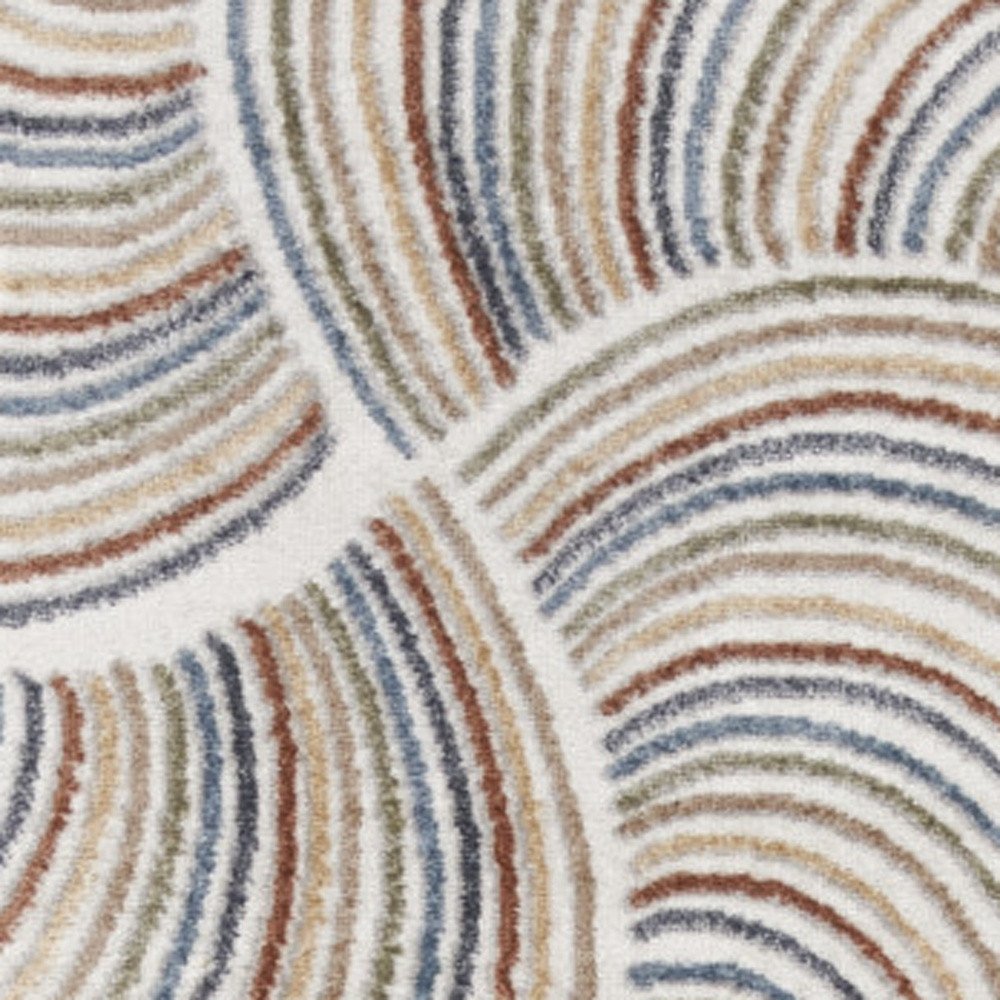 12' Blue And Ivory Abstract Washable Runner Rug