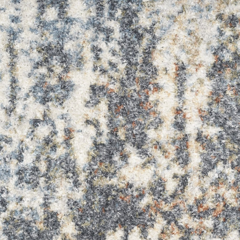 5' X 7' Blue And Ivory Abstract Washable Area Rug