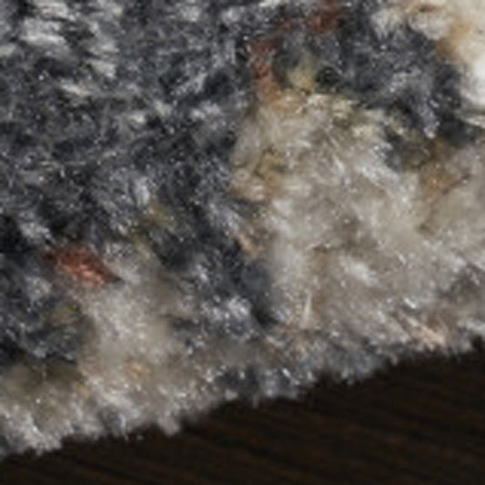 8' Ivory Blue And Brown Abstract Runner Rug