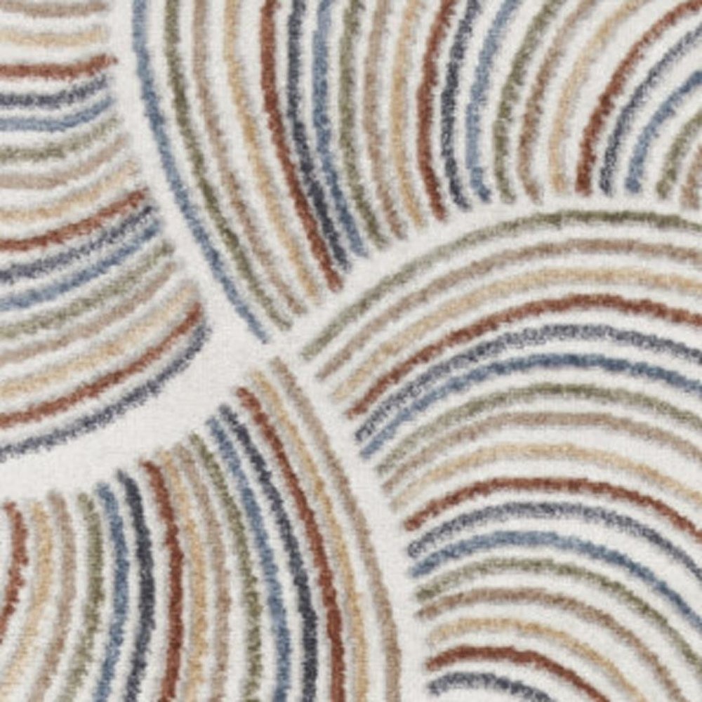 8' Blue And Ivory Abstract Washable Runner Rug