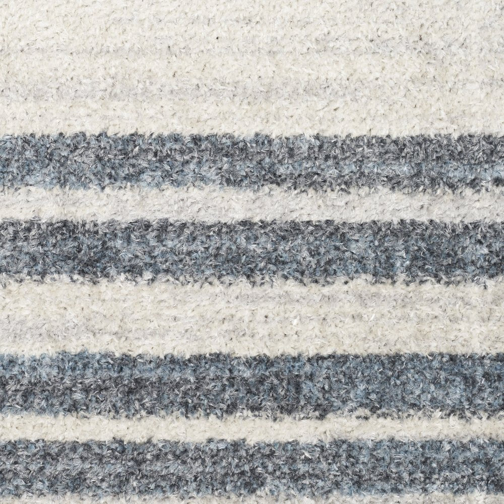 10' Blue And Ivory Geometric Washable Runner Rug