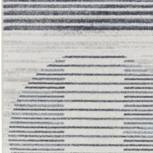 10' Blue And Ivory Geometric Washable Runner Rug