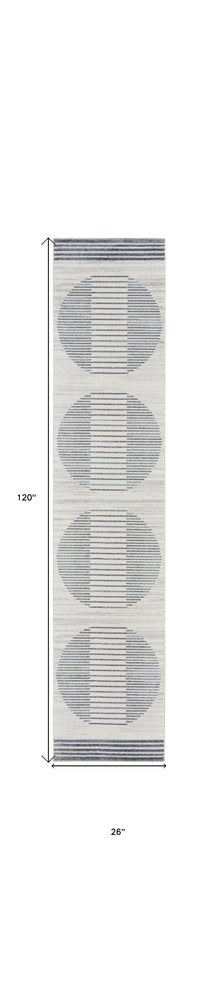 10' Blue And Ivory Geometric Washable Runner Rug