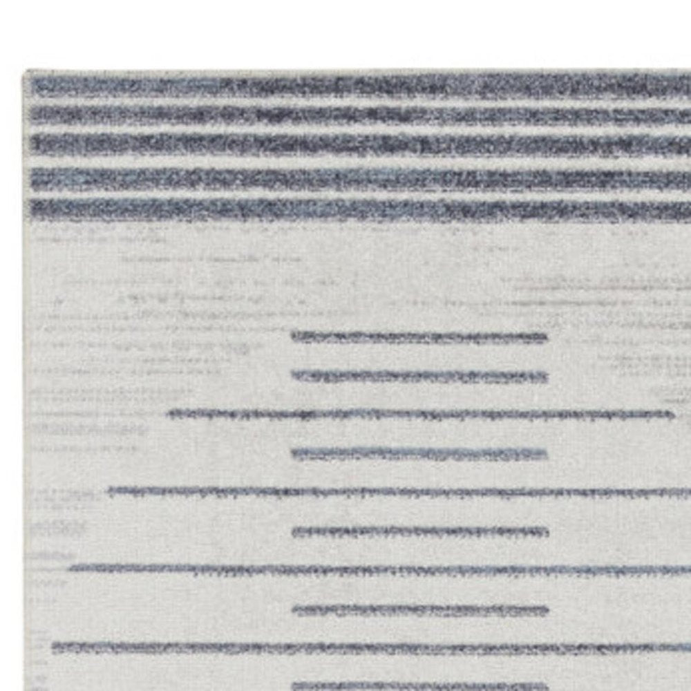 10' Blue And Ivory Geometric Washable Runner Rug