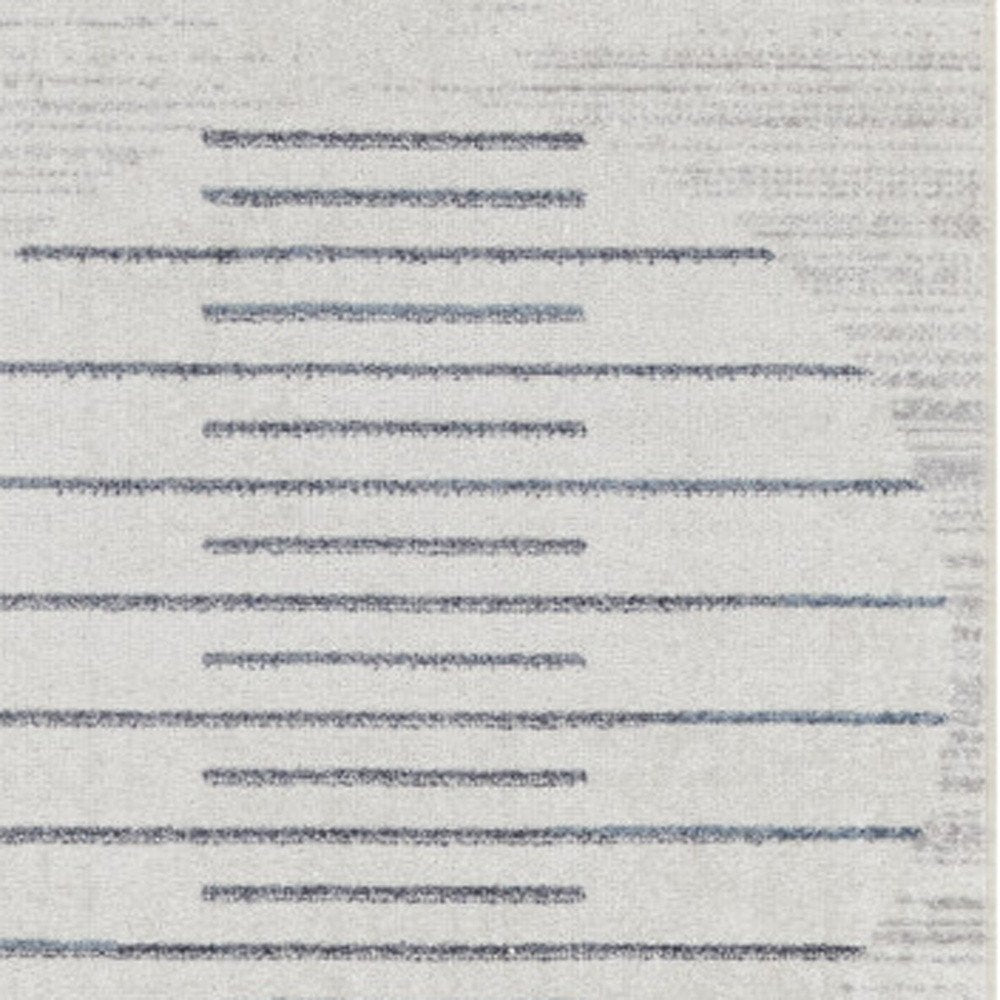 10' Blue And Ivory Geometric Washable Runner Rug