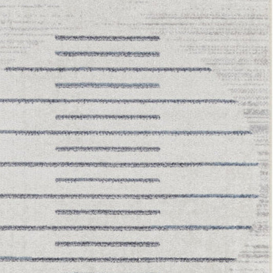 10' Blue And Ivory Geometric Washable Runner Rug