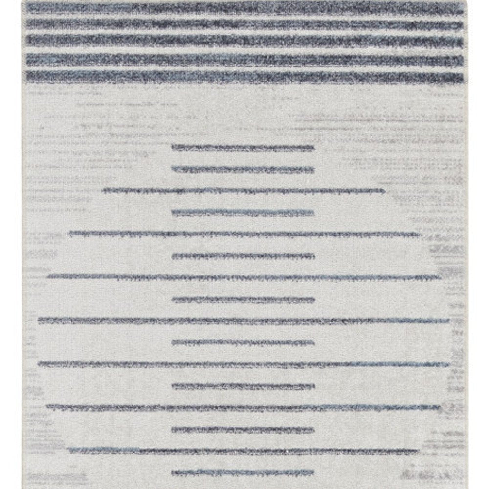 10' Blue And Ivory Geometric Washable Runner Rug