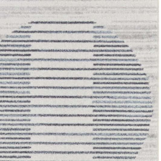 12' Blue And Ivory Geometric Washable Runner Rug