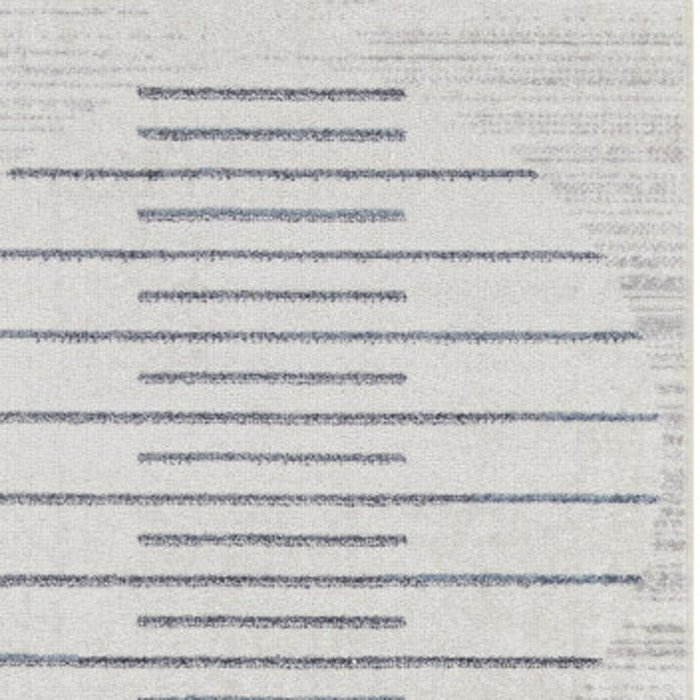 12' Blue And Ivory Geometric Washable Runner Rug