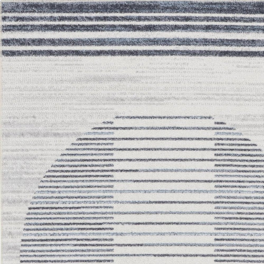 3' X 5' Blue and Ivory Geometric Power Loom Washable Area Rug