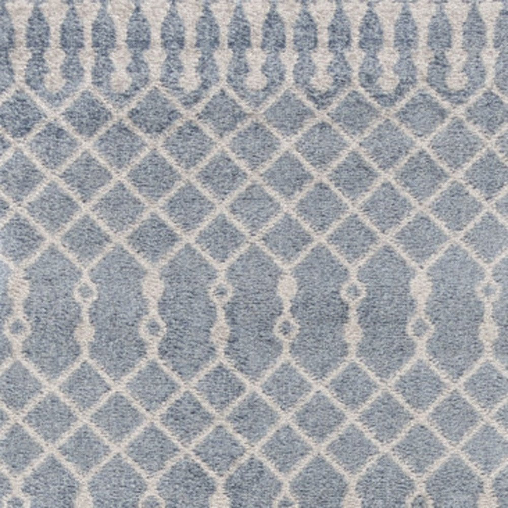 10' Blue And Ivory Moroccan Washable Runner Rug