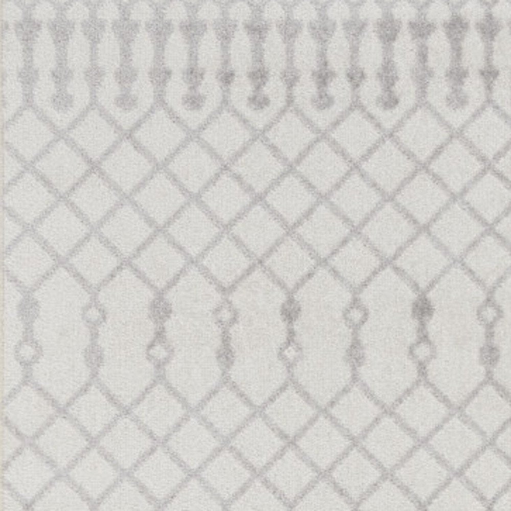 10' Gray And Ivory Moroccan Washable Runner Rug